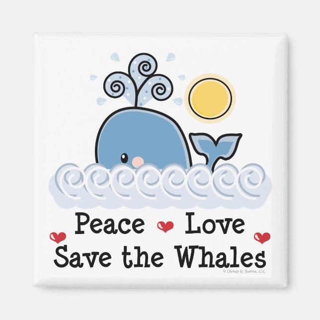 Íman Peace Love Save The Whales Magnet (Frente)