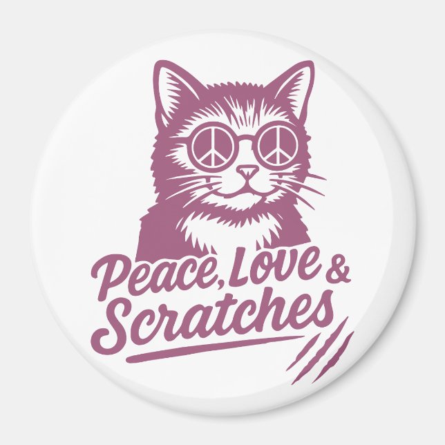 Íman Peace, Love & Scratches Funny Cat (Frente)