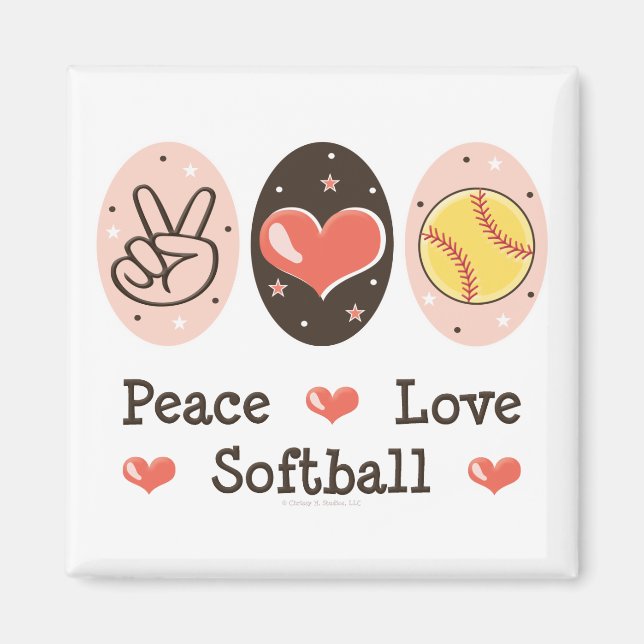 Íman Peace Love Softball Magnet (Frente)