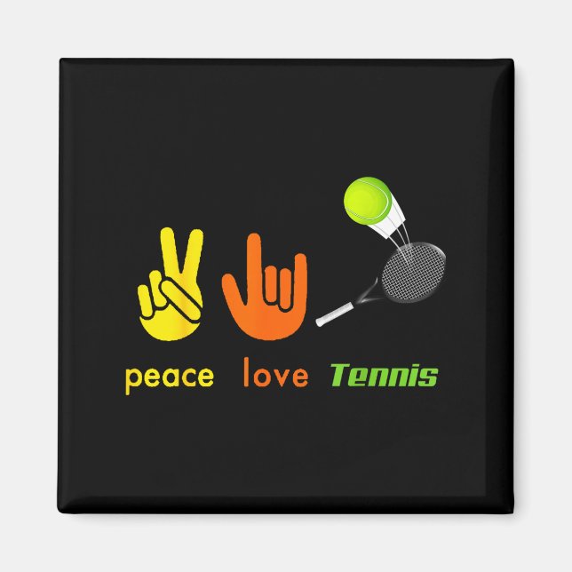 Íman Peace Love Tennis Funny Tennis Lovers Hand Sign De (Frente)