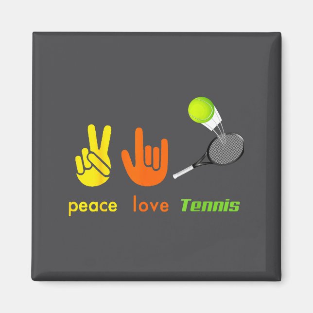 Íman Peace Love Tennis Funny Tennis Lovers Hand Sign De (Frente)