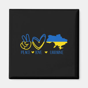 Íman Peace Love Ucrânia apoia a bandeira ucraniana Peac