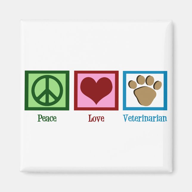 Íman Peace Love Veterinarian (Frente)