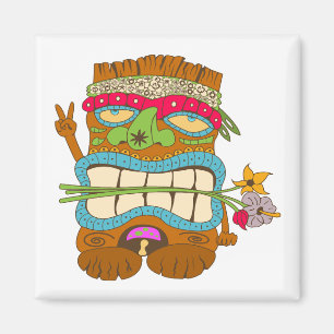 Íman Peace Lover Tiki, Floral Hippie, Engraçado
