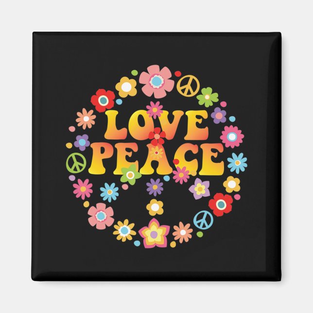 Íman PEACE SIGN LOVE 60s 70s Tie Die Hippie Costume   (Frente)