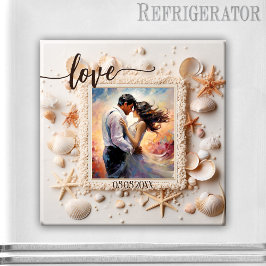 Íman Peach Beach Shells Love Photo Magnet