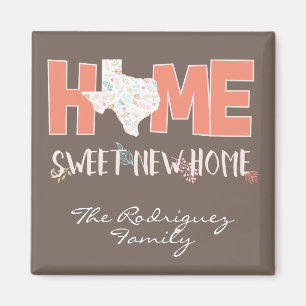 Íman Peach & Brown Home, Sweet New Home - Texas