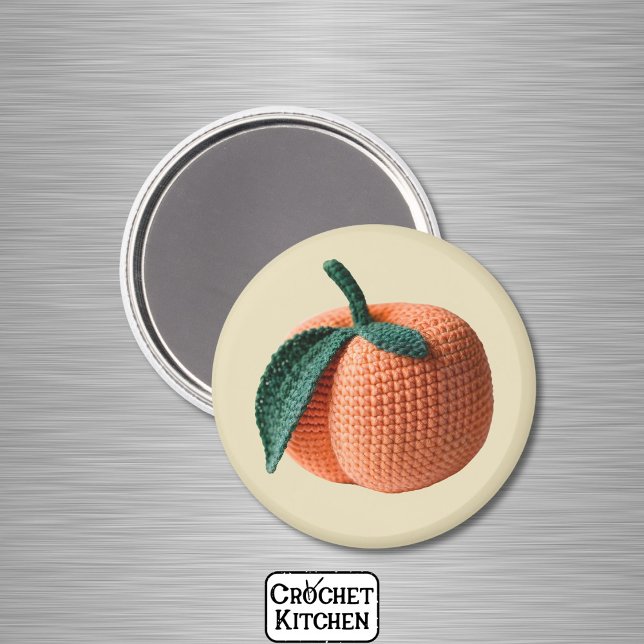 Íman Peach de crochet Fruta Minimalista Laranja (Criador carregado)