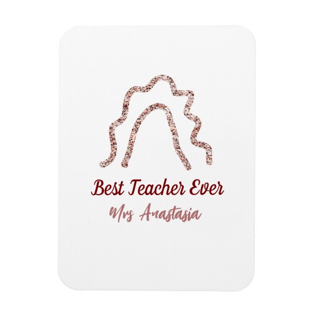 Íman Peach marron glitter rainbow teacher appreciation  (Vertical)