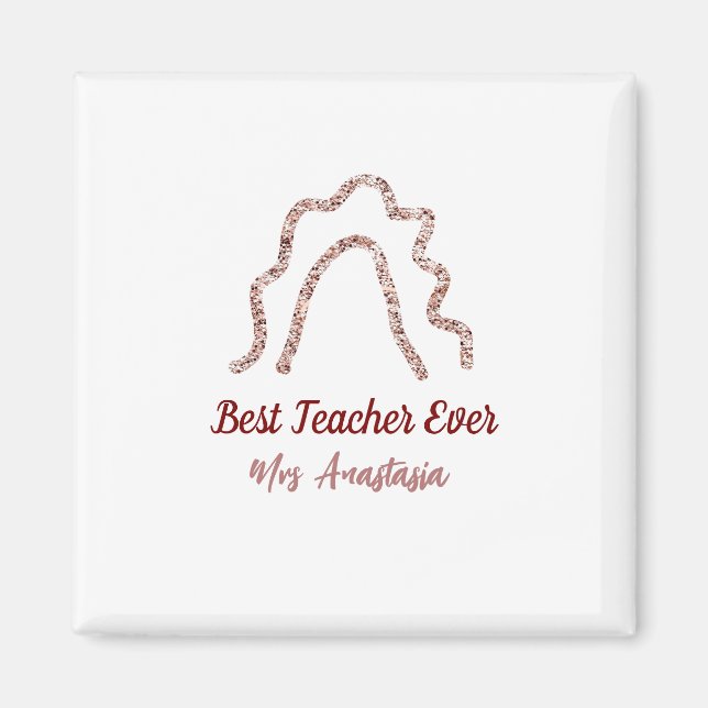 Íman Peach marron glitter rainbow teacher appreciation  (Frente)