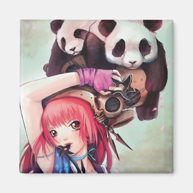 Íman Peach Ninja Pandas Magnet (Frente)