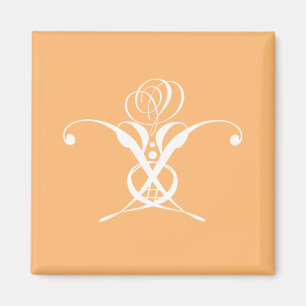 Íman Peach Retro White Flourish Rosa