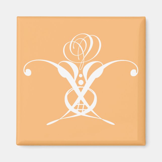 Íman Peach Retro White Flourish Rosa (Frente)