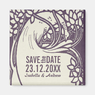 Íman Peacock art deco violet and ivory save date