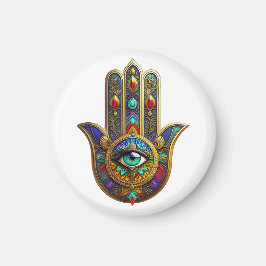 Íman Peacock Color Flower Petals Hamsa Green Third Eye