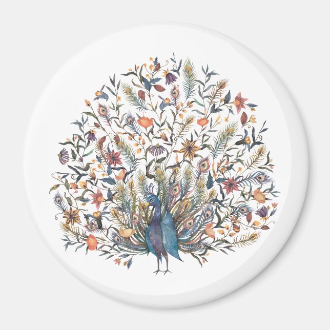 Íman Peacock de Aquarela (Frente)