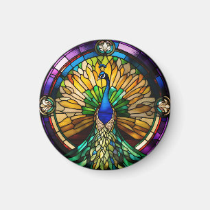 Íman Peacock De Vidro Estampado