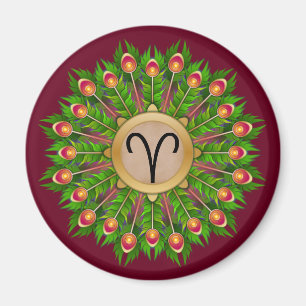 Íman Peacock Feather Wreath Zodibosque - Sinal Aries
