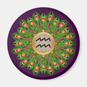 Íman Peacock Feather Wreath Zodiodal - Sinal Aquarius