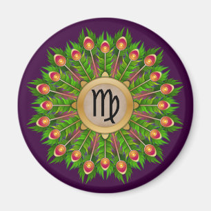 Íman Peacock Feather Wreath Zodiodon Sinal Virgo