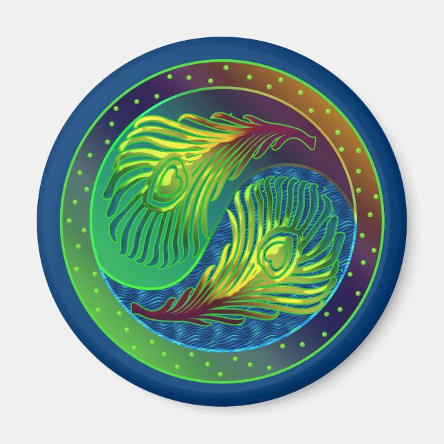 Íman Peacock Feather Yin Yang 4 (Frente)