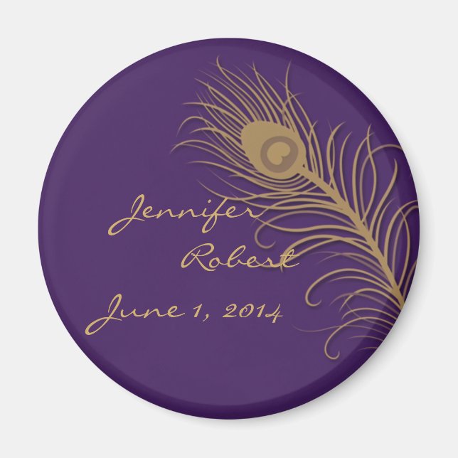 Íman Peacock Plume in Dourado and Plum (Frente)