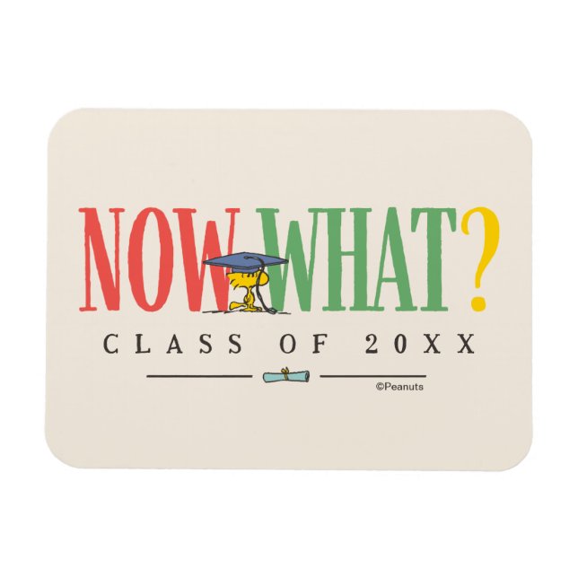 Íman Peanuts Woodstock Now What Graduation Funny Quote (Horizontal)