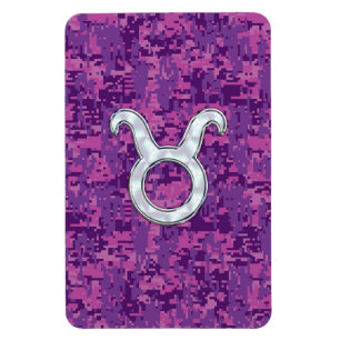 Íman Pearl Como Taurus Zodiac Sinal em Camo Digital Ros