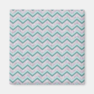 Íman Pearl Floral Teal ZigZag Padrão