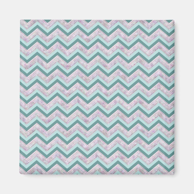 Íman Pearl Floral Teal ZigZag Padrão (Frente)