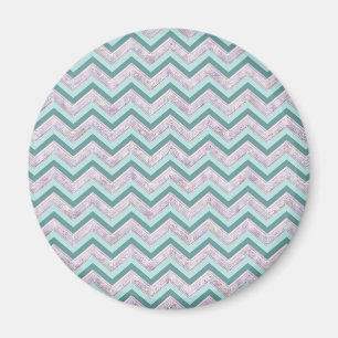 Íman Pearl Floral Teal ZigZag Padrão