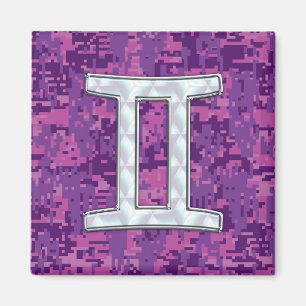 Íman Pearl Like Gemini Zodiac Symbol Digital Camouflage