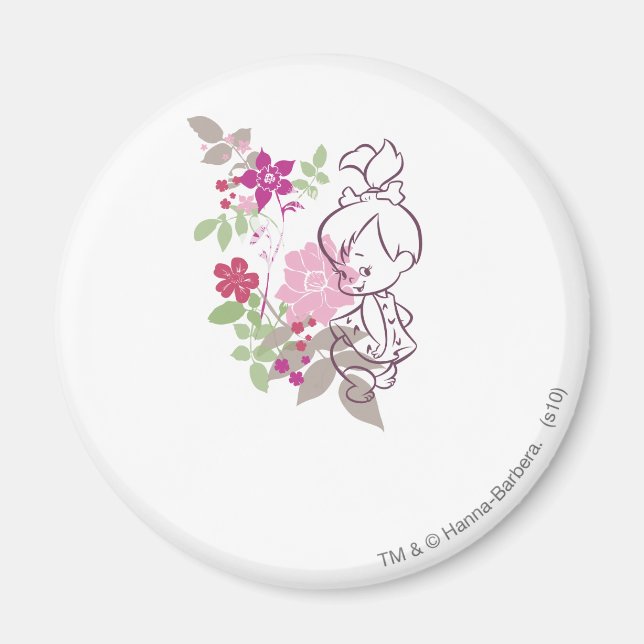 Íman PEBBLES™ Uma Cutie Nas Flores (Frente)