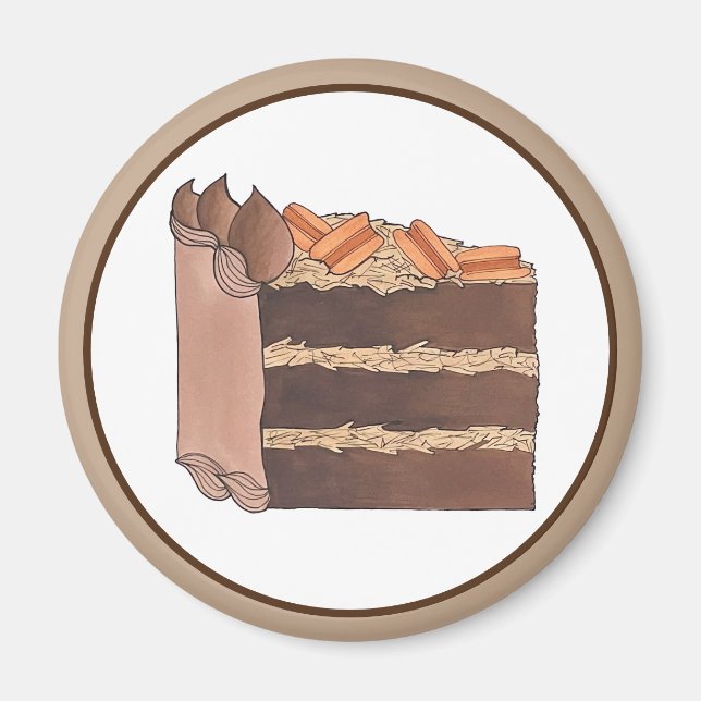 Íman Peça de Festa de aniversário de Bolo de Chocolate  (Frente)