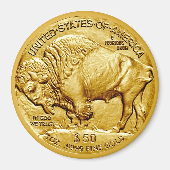 Íman Peça de Ouro de 50 Dólares US Buffalo (Frente)