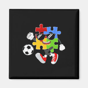 Íman Peça de Puzzle Jogando Futebol Dia de Conscientiza