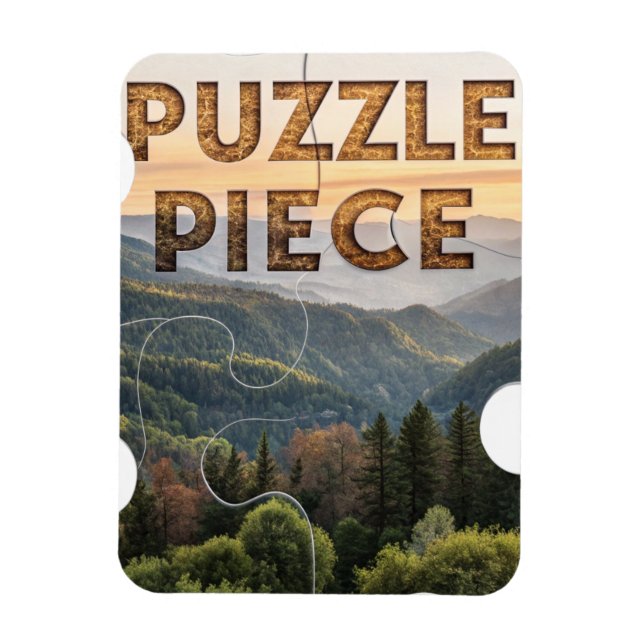 Íman "Peça de Puzzle" Natureza Montanha & Floresta   (Vertical)