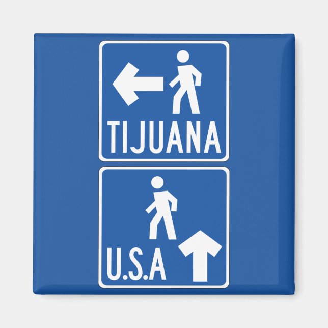 Íman Pedestrian Crossing Tijuana-USA, Traffic Sign, EUA (Frente)