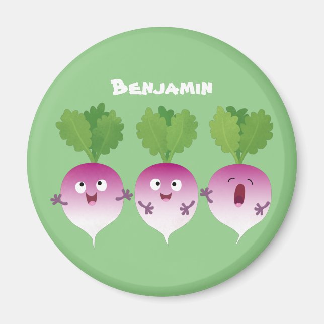 Íman Pedra de desenho animada de verduras e legumes (Frente)