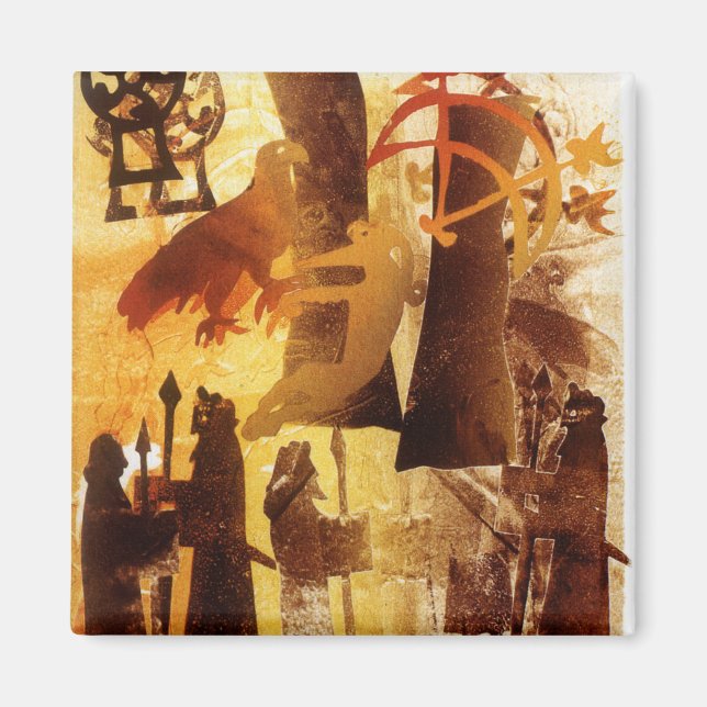 Íman Pedra de relógio e símbolos (Frente)