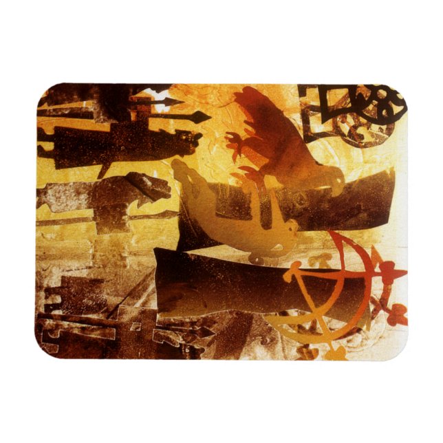 Íman Pedra de relógio e símbolos (Horizontal)