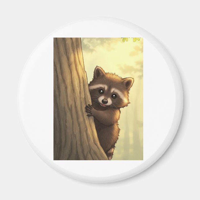 Íman "Peek-a-Boo Raccoon" (Frente)