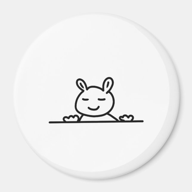 Íman Peekaboo Rabbit Cartoon Sketch Classic (Frente)