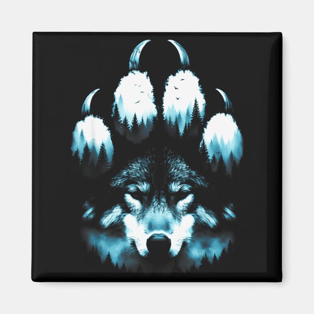 Íman Pegada Animais Amantes de Lobos Lobo Uivando Em Th (Frente)
