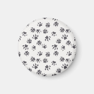 Íman Pegadas De Pata: Cachorro Monocromo Sem Costura.