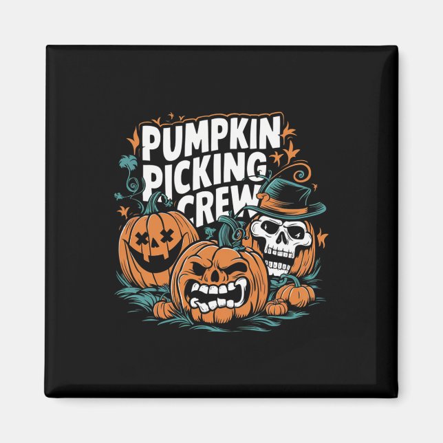 Íman Pegando a Tripulação Engraçada Pumpkin Patch Figur (Frente)
