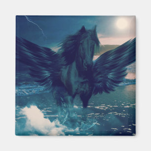 Íman Pegasus preto que emerge do mar