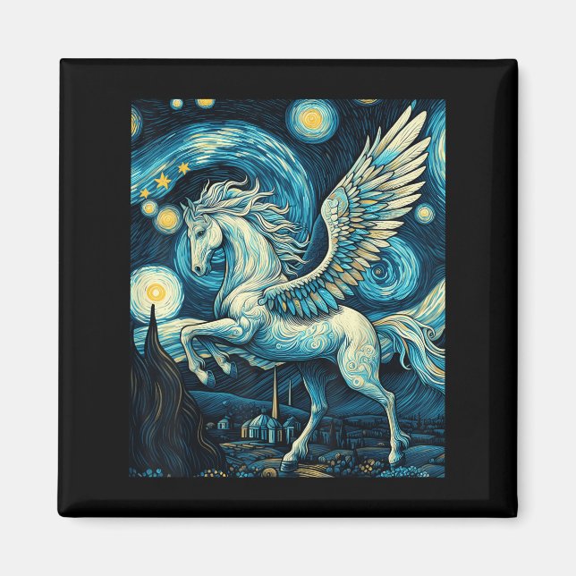 Íman Pegasus Sob O Gráfico De Arte Da Noite Estrelada (Frente)