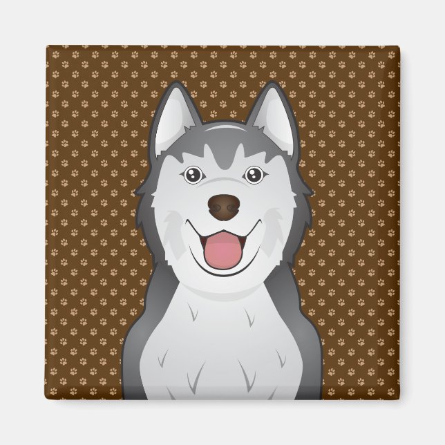 Íman Peias de Cartoon Siberianas Husky (Frente)