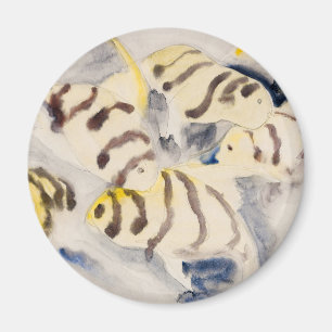 Íman Peixe-Anjo Amarelo Minimalista Aquarela Vintage